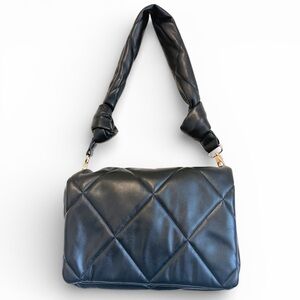 Sondra Roberts Quilted black Flap shoulder 
Bag NWOT 8"x11" Black bag